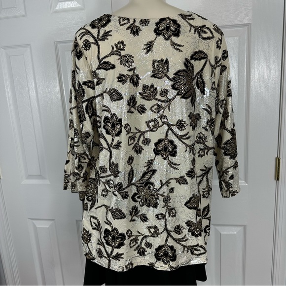 JM COLLECTION dress blouse Elegant black cream shimmer party top BEAUTIFUL 2X - Picture 13 of 13